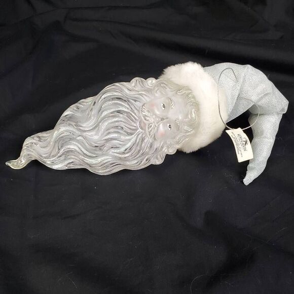 Kurt Adler Glass Santa Ornament 11" Frosted Face & Beard Iridescent Glitter Hand - Picture 4 of 4